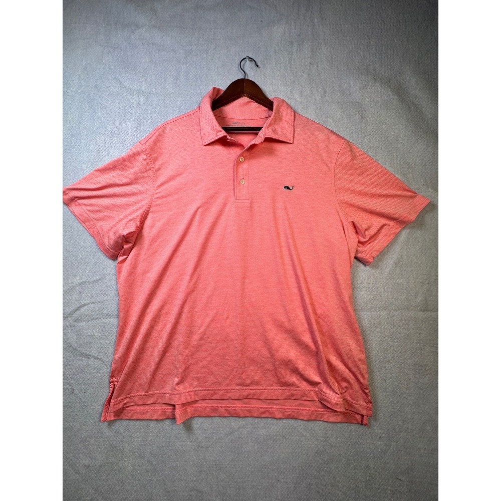 Vineyard Vines On-The-Go Sankaty Polo Shirt Mens XB Coral Pink Perform Stretch